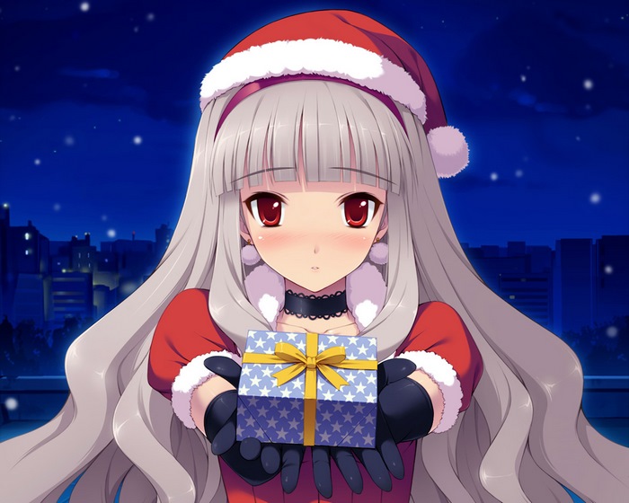 Takane Shijou in Santa Outfit Holding Gift