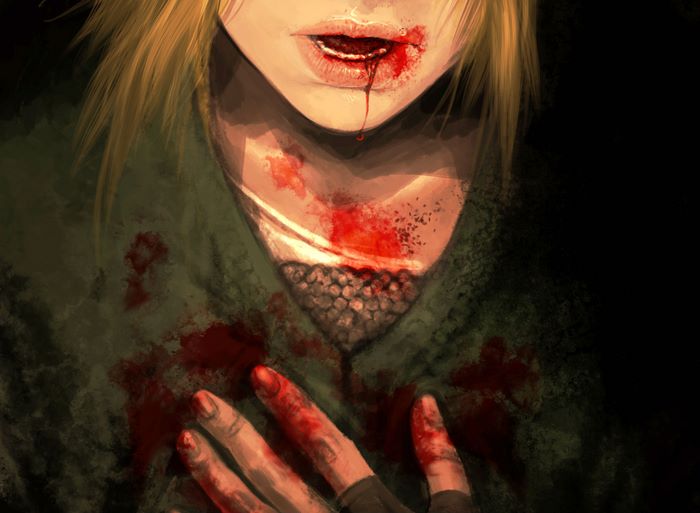 Tsunade from Naruto covered in blood