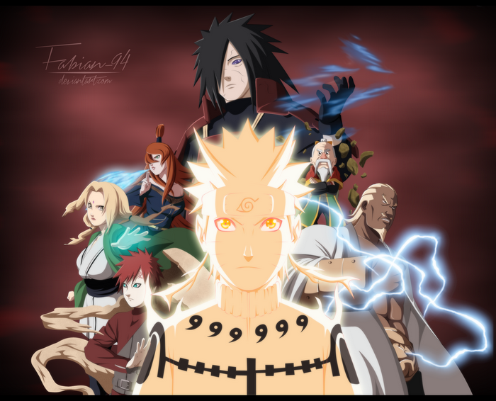 Naruto characters including Naruto, Madara, Tsunade, Gaara, and others