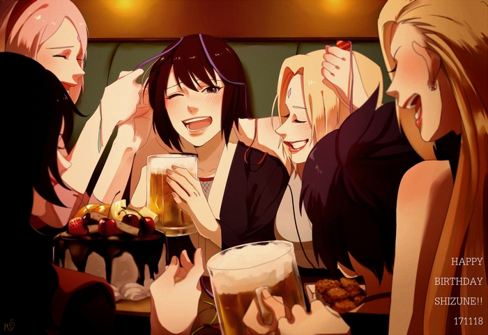 Tsunade and friends celebrating Shizune's birthday