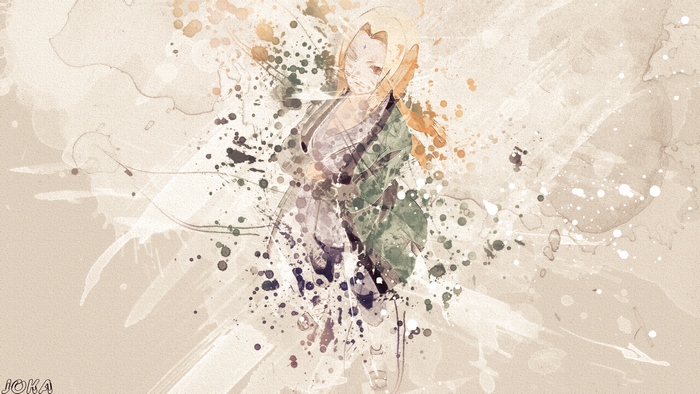 Tsunade from Naruto watercolor splash art