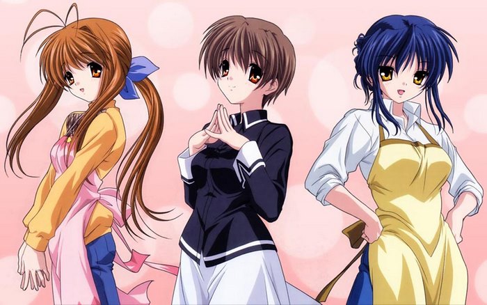 Sanae Furukawa and two other anime girls