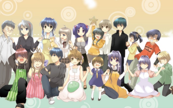 Group of anime characters posing together