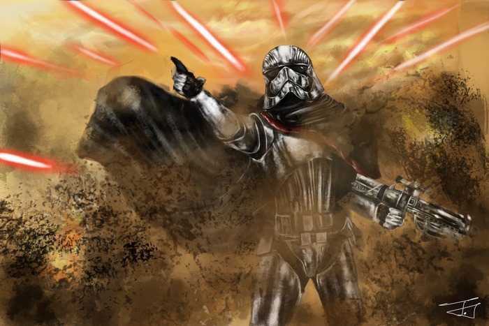 Captain Phasma from Star Wars in battle