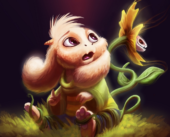 Asriel from Undertale with Flowey