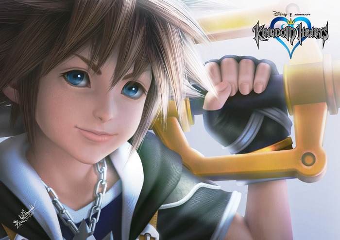 Sora from Kingdom Hearts holding the Keyblade