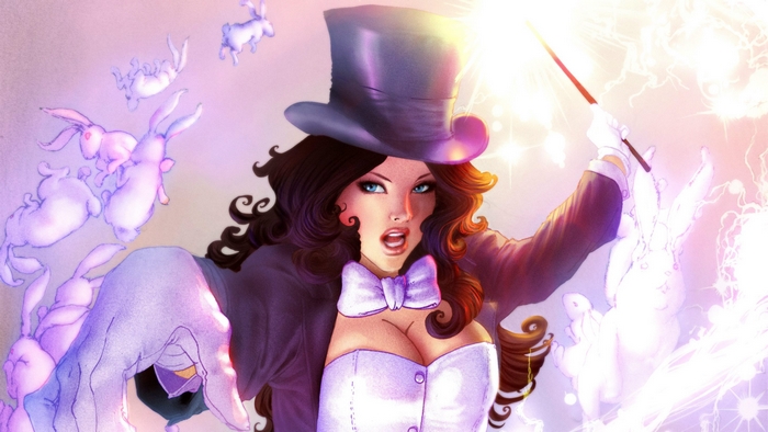 Zatanna conjuring rabbits with magic