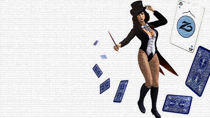 Zatanna performing magic with cards