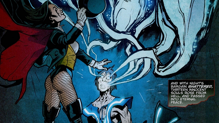Zatanna performing magic on a man