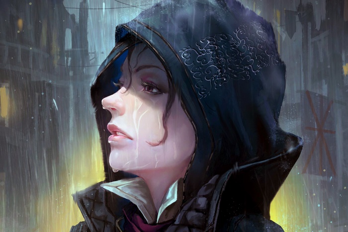 Evie Frye in the rain