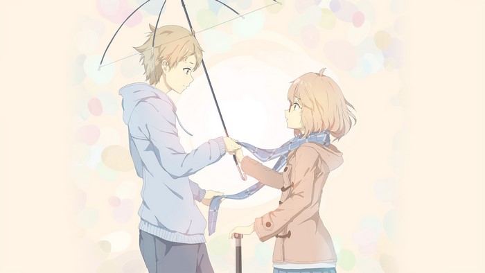 Akihito Kanbara and Mirai Kuriyama with umbrella