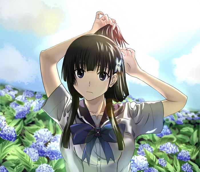 Rea Sanka in a field of hydrangeas