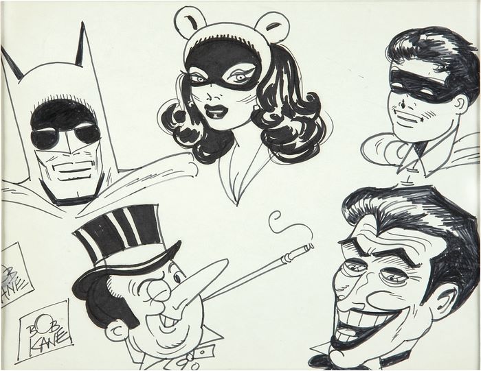Batman, Catwoman, Robin, Penguin, and Joker by Bob Kane