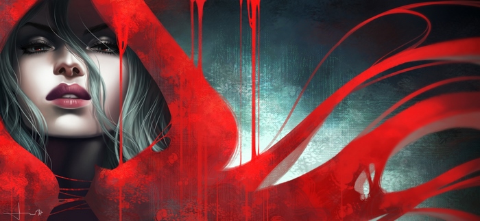 Red Riding Hood with red paint