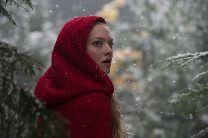 Red Riding Hood in a snowy forest