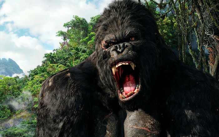 King Kong roaring in a jungle