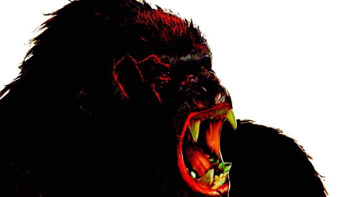 King Kong roaring with sharp teeth