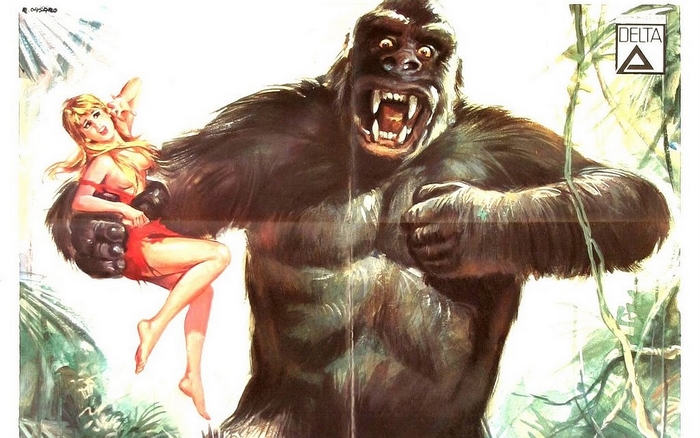 King Kong holding a woman