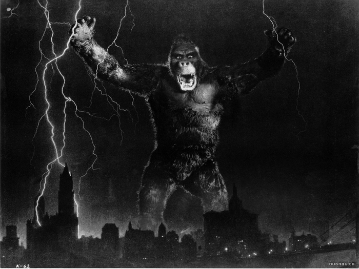 King Kong in a City During a Lightning Storm