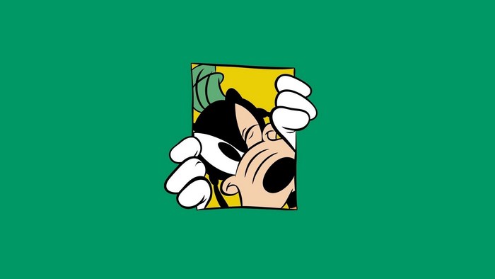 Goofy peeking through a yellow frame