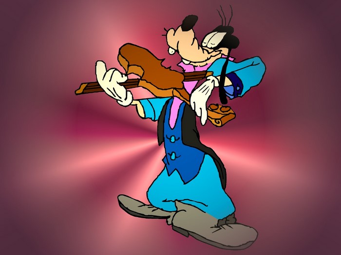 Goofy playing a violin