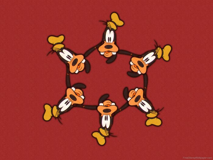 Goofy characters forming a star shape