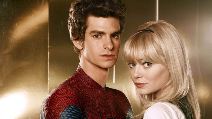 Andrew Garfield and Emma Stone as Spider-Man and Gwen Stacy