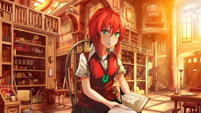 Chise Hatori in a Library
