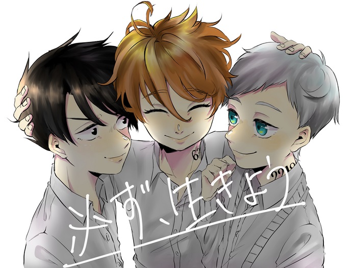 Emma, Ray, and Norman from The Promised Neverland