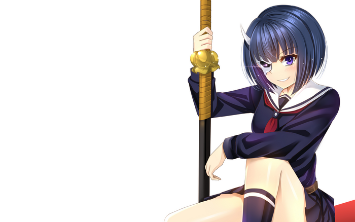 Rin Onigawara holding a polearm