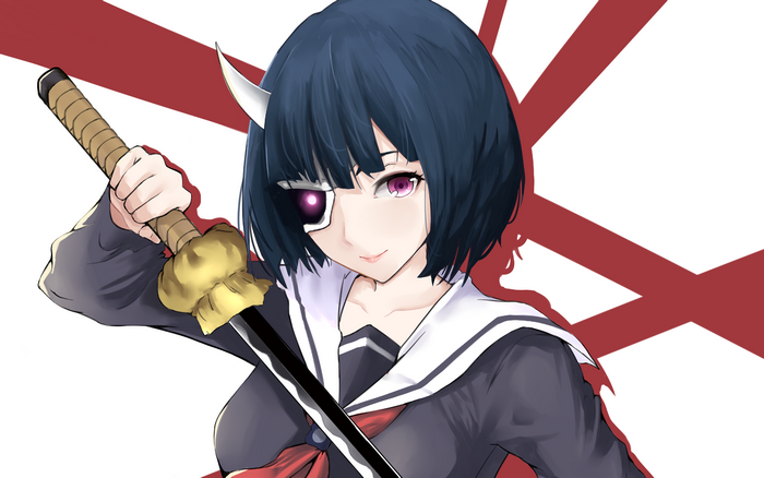 Rin Onigawara holding a katana