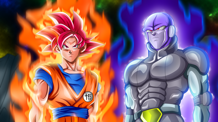 Goku Super Saiyan God vs Hit from Dragon Ball