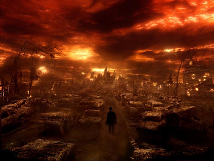John Constantine in a post-apocalyptic city