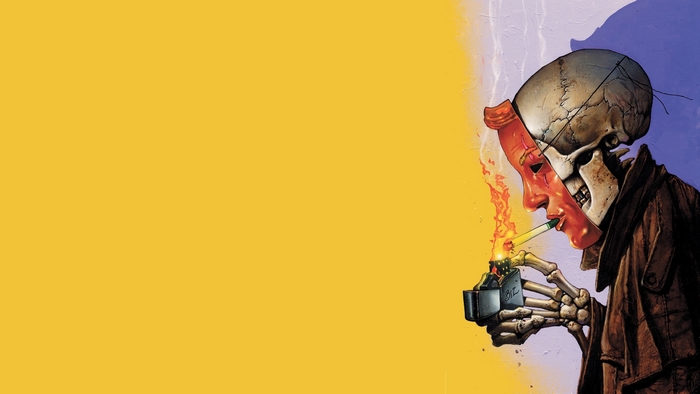 John Constantine lighting a cigarette