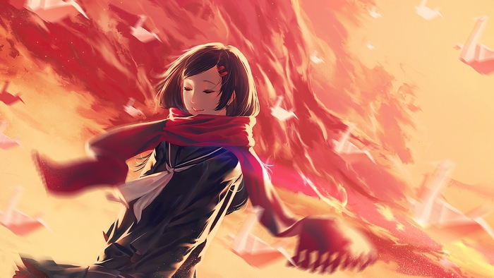 Ayano Tateyama with Paper Cranes