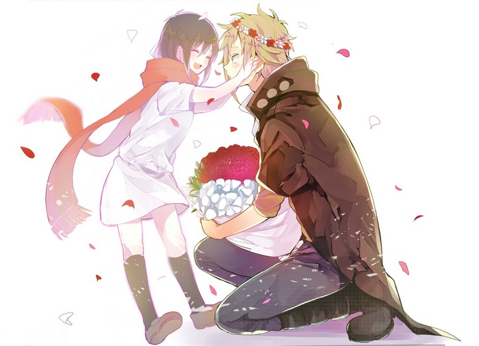 Ayano Tateyama with a flower crown and bouquet