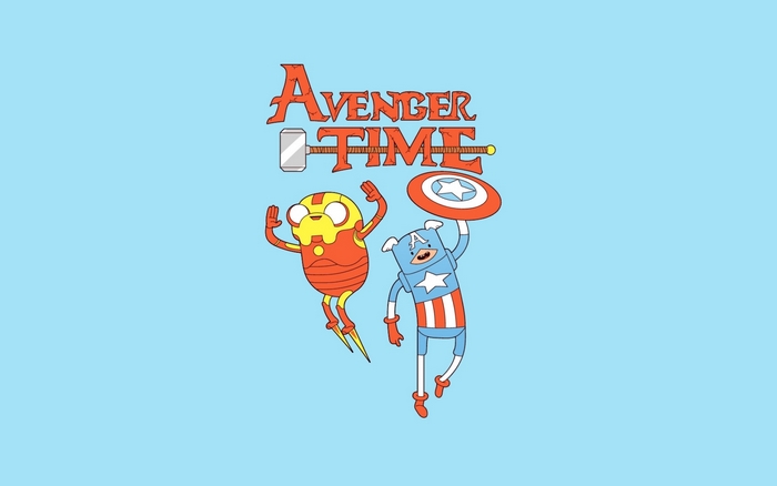 Jake and Finn as Iron Man and Captain America from Avenger Time