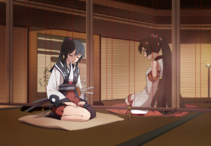 Yamato from Kancolle sitting in a room
