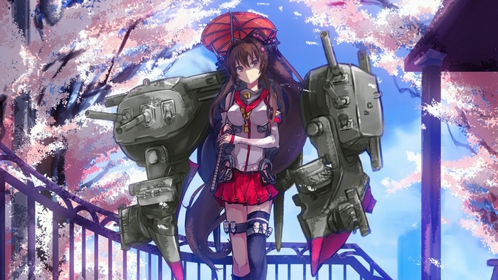 Yamato from Kantai Collection with Cherry Blossoms