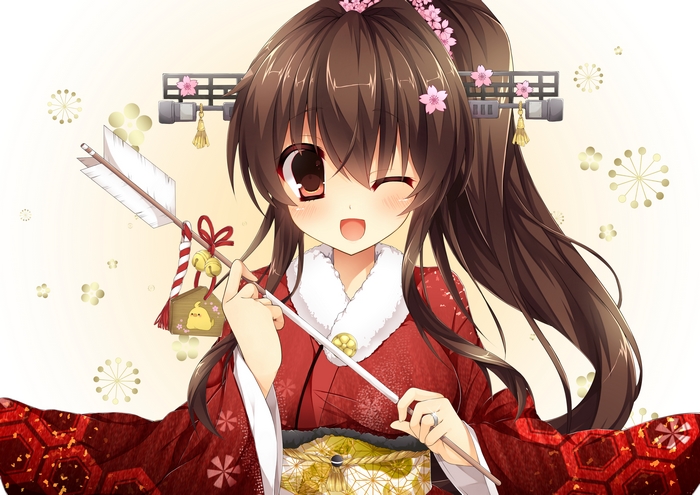 Yamato from Kancolle holding an arrow