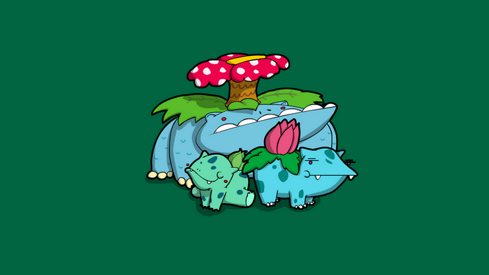 Venusaur, Ivysaur, and Bulbasaur from Pokémon