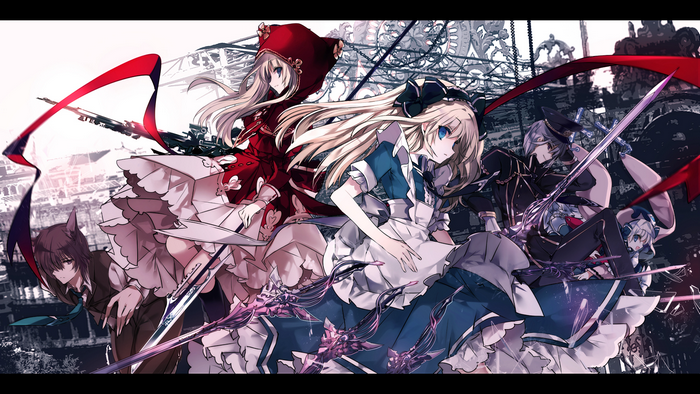 Alice in Wonderland characters with weapons