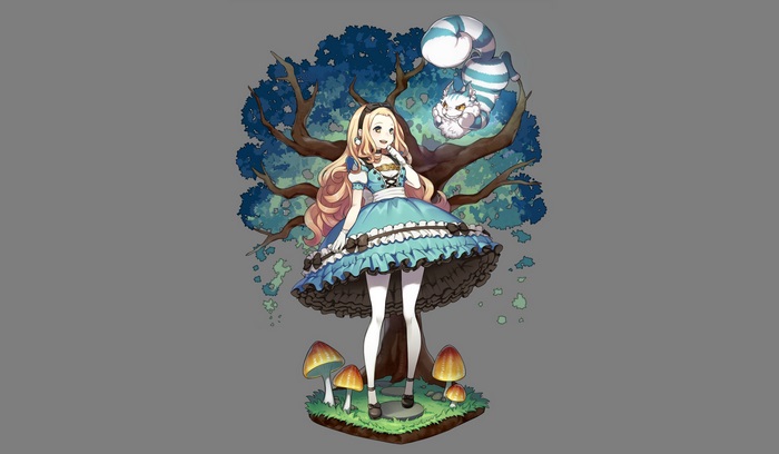 Alice from Alice in Wonderland with Cheshire Cat