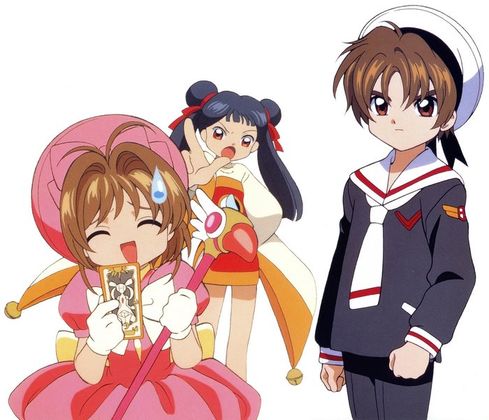 Sakura Kinomoto, Tomoyo Daidouji, and Syaoran Li from Cardcaptor Sakura