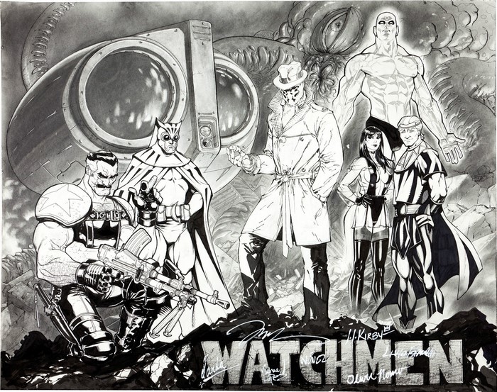 Watchmen characters by Dave Gibbons and John Higgins