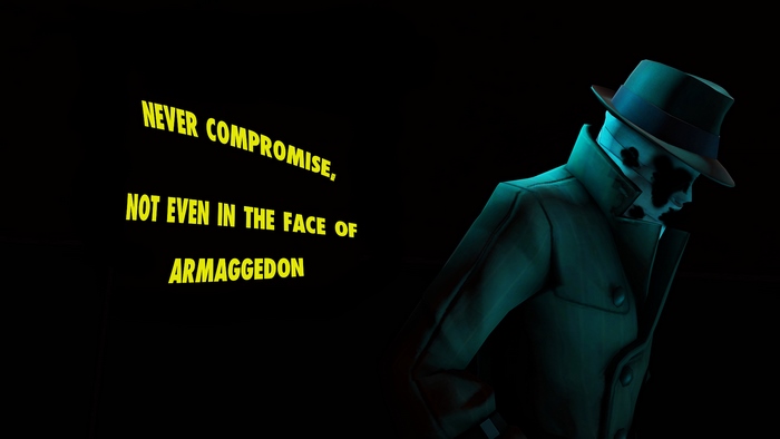 Rorschach from Watchmen with quote