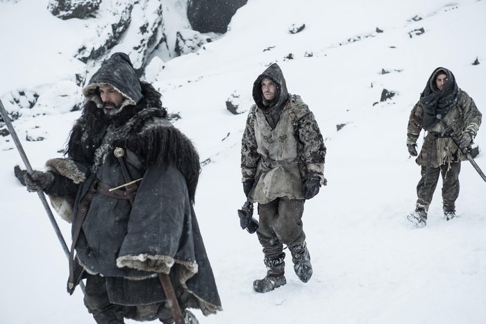 Gendry and companions in snowy landscape