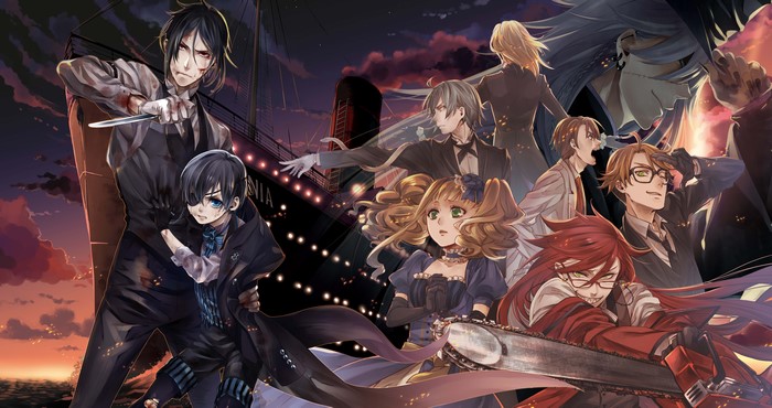 Black Butler characters on a ship
