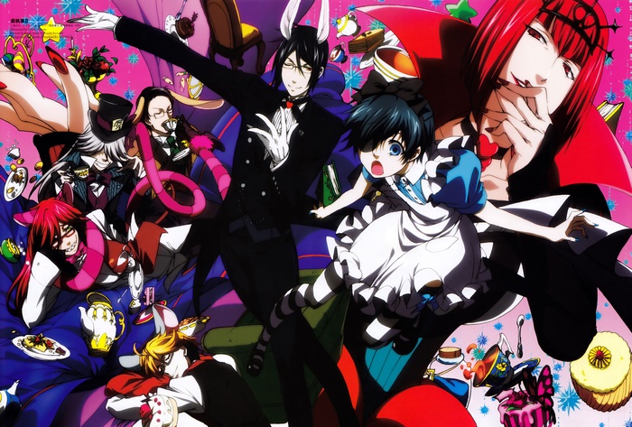 Characters from Black Butler in Alice in Wonderland theme