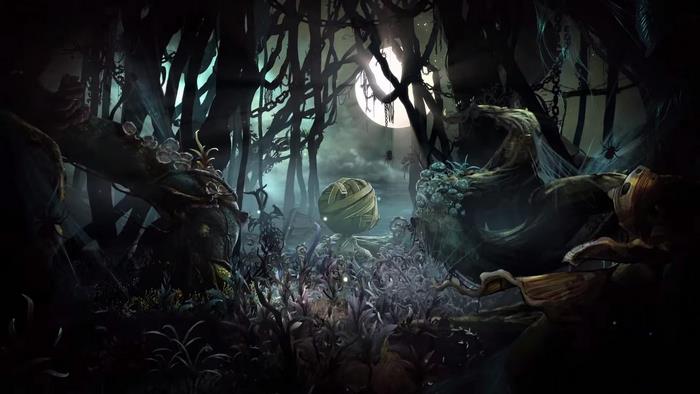 Amumu from League of Legends in a dark forest